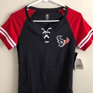 Houston Texans Red and Black Lace-Up Tee